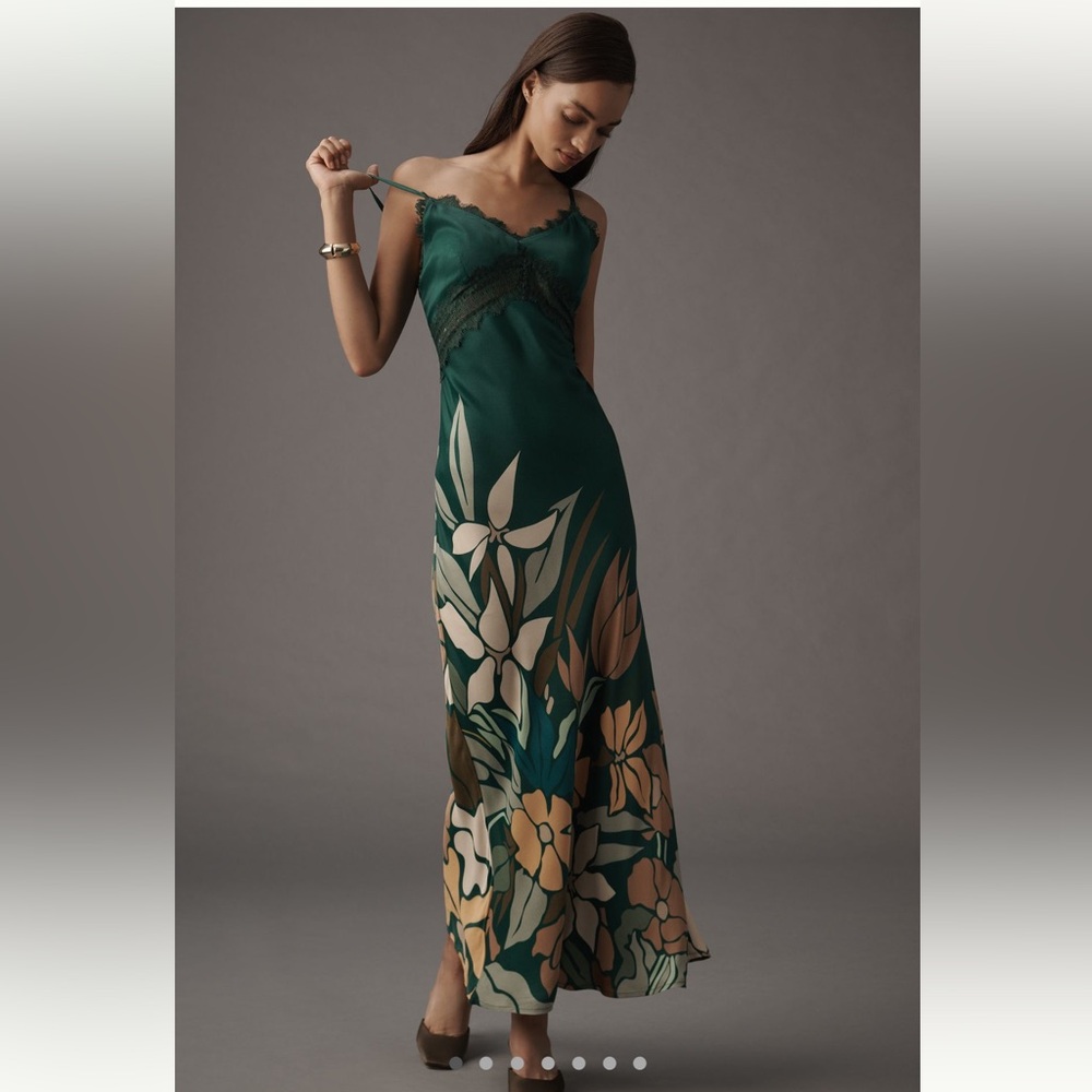 ANTHROPOLOGIE BL-NK EUSTELLA BARE V NECK MAXI SLIP DRESS